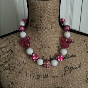 Disney Mickey Mouse Pink and White Beaded Necklace